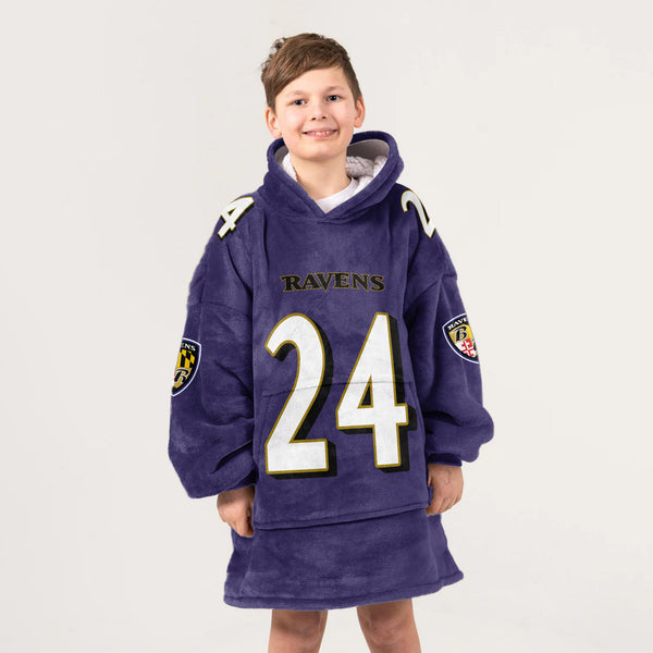 Kid 24 Baltimore Football Unisex Blanket Hoodie