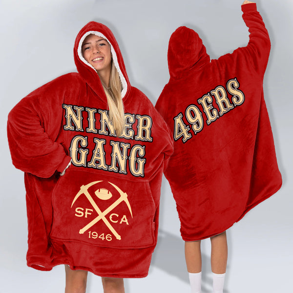 Adult Niner Football Unisex Blanket Hoodie