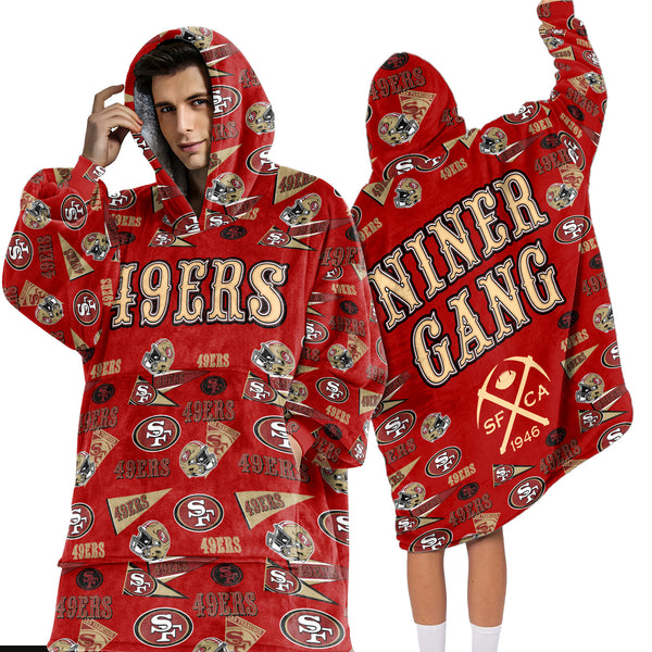 Adult San Francisco Football Unisex Blanket Hoodie