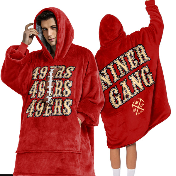 Adult San Francisco Football Unisex Blanket Hoodie