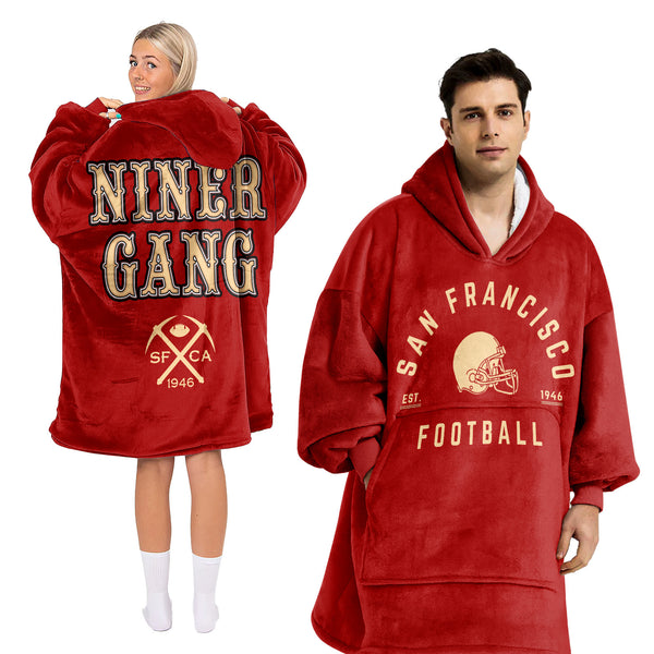 Adult San Francisco Football Unisex Blanket Hoodie