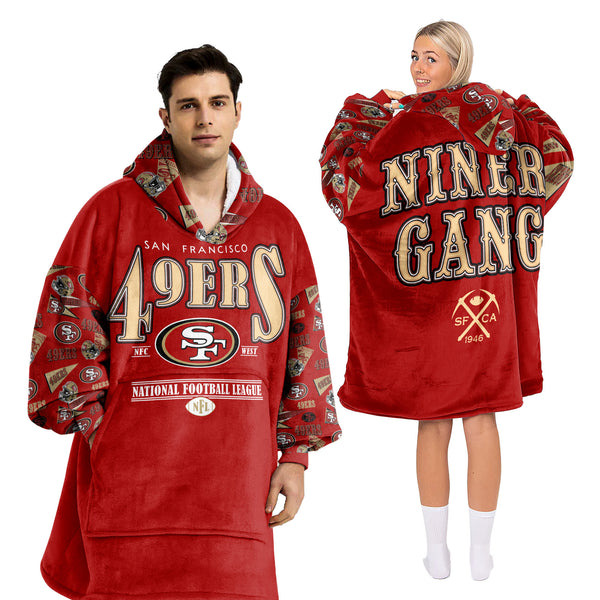 Adult San Francisco Football Unisex Blanket Hoodie