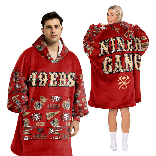 Adult San Francisco Football Unisex Blanket Hoodie