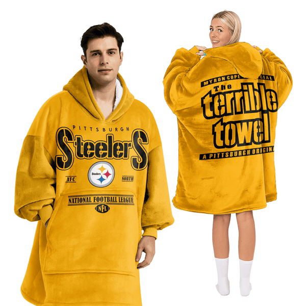 Adult Terrible Towel Pittsburgh Football Unisex Blanket Hoodie