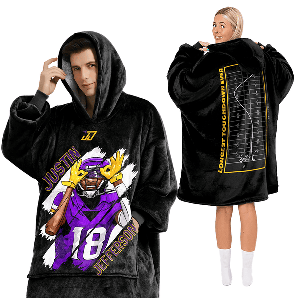 Adult JJ 18 Minnesota Football Unisex Blanket Hoodie