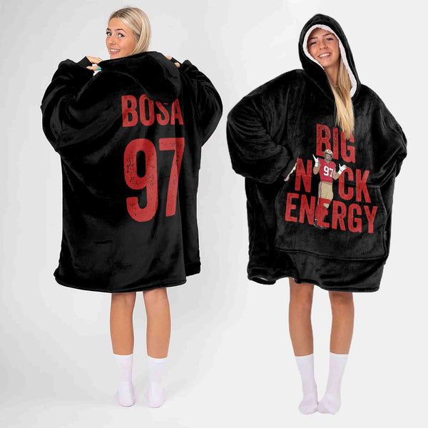 Adult Big Nick Energy San Francisco Football Unisex Blanket Hoodie