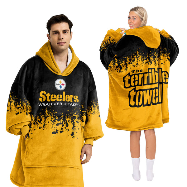 Adult Terrible Towel Pittsburgh Football Unisex Blanket Hoodie