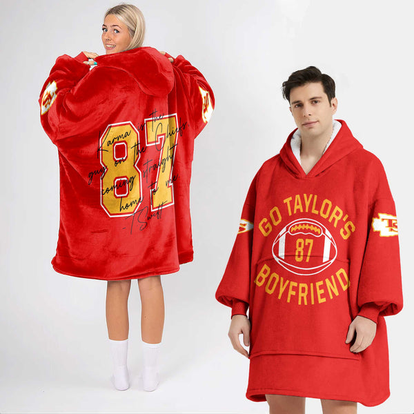 Adult Swiftie 87 Kansas City Football Unisex Blanket Hoodie