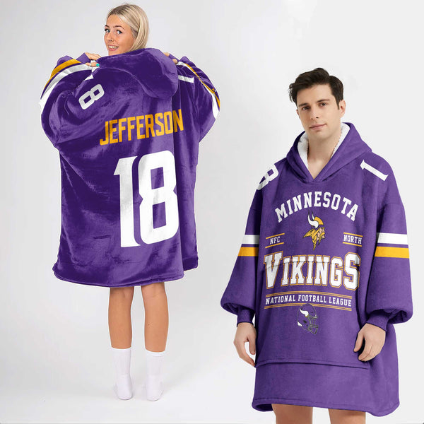 Adult JJ 18 Minnesota Football Unisex Blanket Hoodie