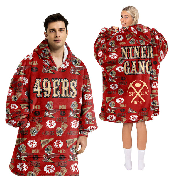 Adult San Francisco Football Unisex Blanket Hoodie
