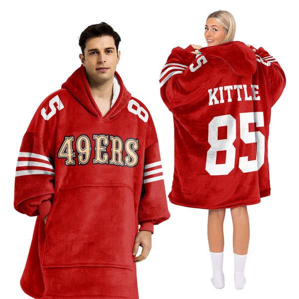 Adult 85 San Francisco Football Unisex Blanket Hoodie