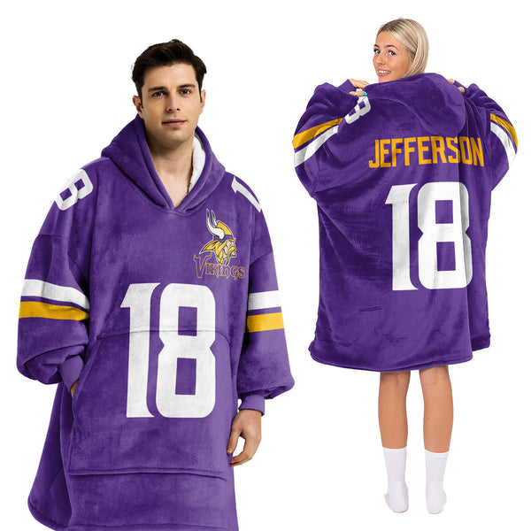 Adult JJ 18 Minnesota Football Unisex Blanket Hoodie