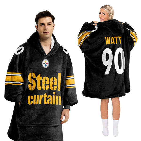 Adult Steel Curtain 90 Pittsburgh Football Unisex Blanket Hoodie