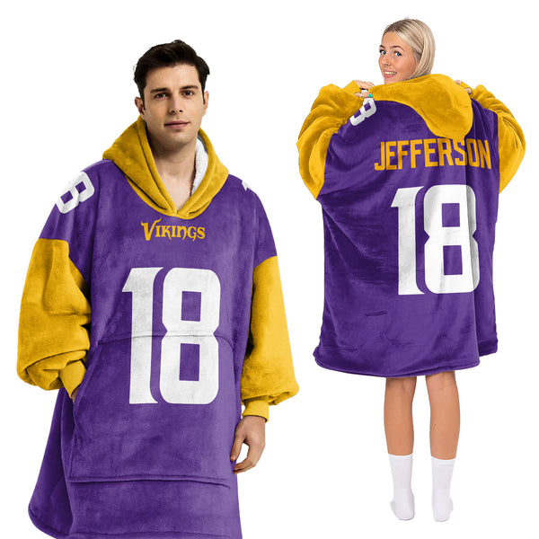 Adult JJ 18 Minnesota Football Unisex Blanket Hoodie
