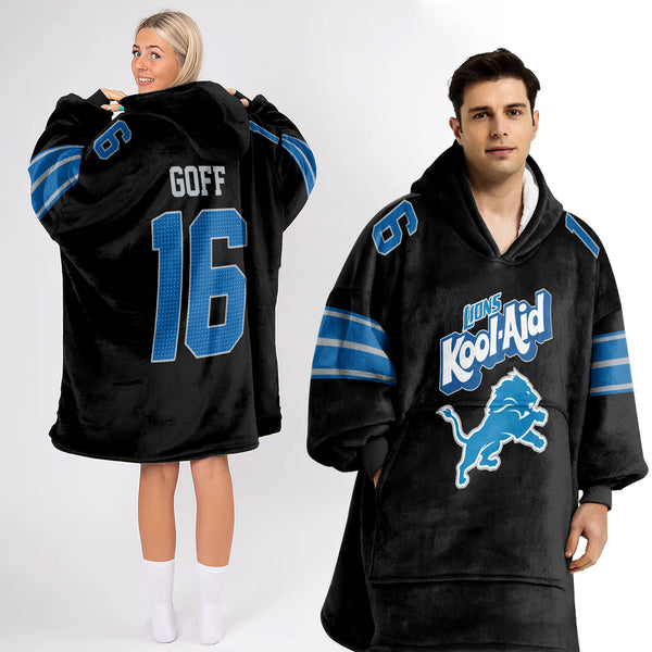 Adult 16 Detroit Lions Football Unisex Blanket Hoodie
