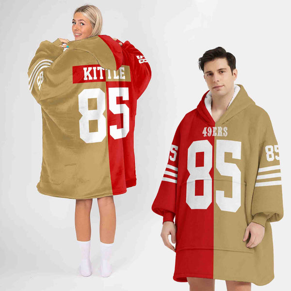 Adult 85 San Francisco Football Unisex Blanket Hoodie