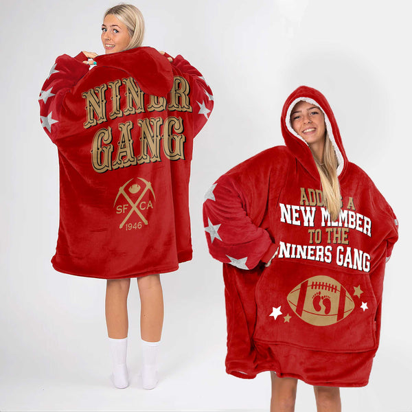 Adult Add A New Member to San Francisco Football Unisex Blanket Hoodie