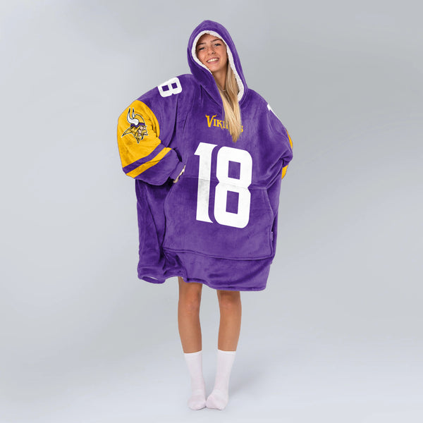 Adult JJ 18 Minnesota Football Unisex Blanket Hoodie