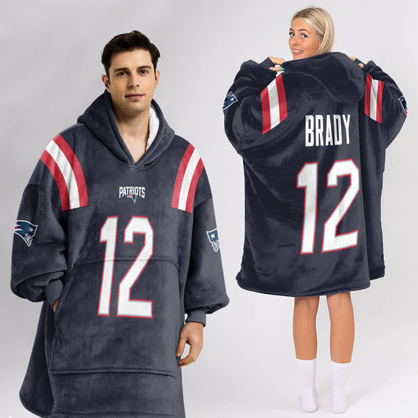Adult TB 12 New England Football Unisex Blanket Hoodie