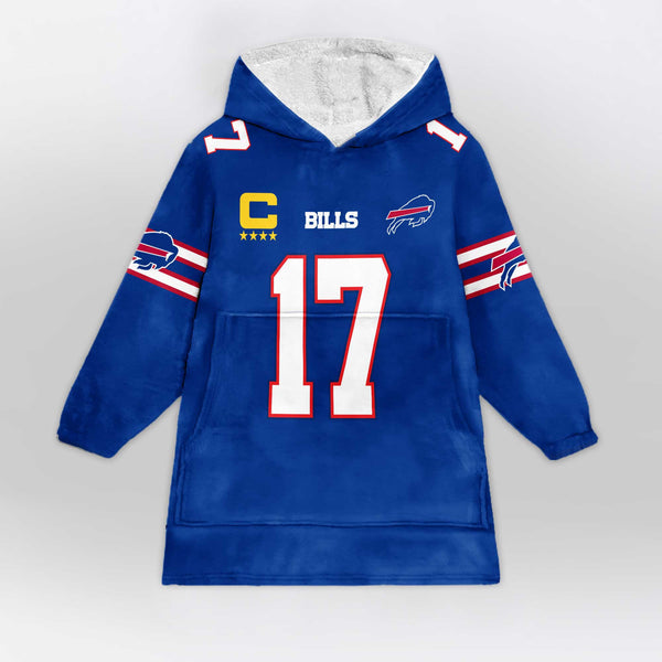 Adult 17 Buffalo Football Unisex Blanket Hoodie