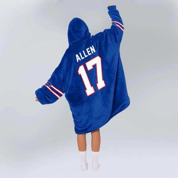 Adult 17 Buffalo Football Unisex Blanket Hoodie