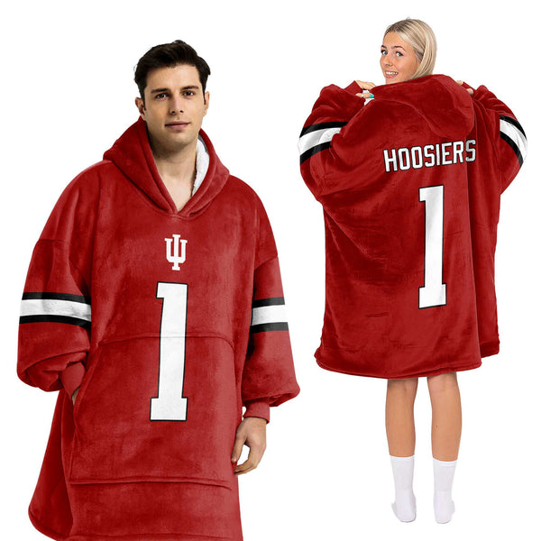 Adult #1 Indiana Football Unisex Blanket Hoodie