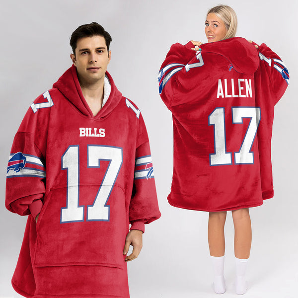 Adult 17 Buffalo Football Unisex Blanket Hoodie