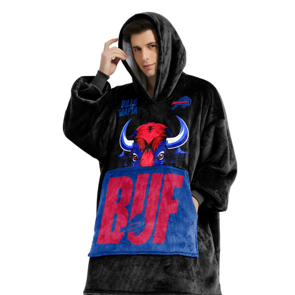 Adult Buffalo Football Unisex Blanket Hoodie
