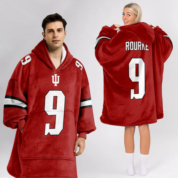 Adult #9 Indiana Football Unisex Blanket Hoodie