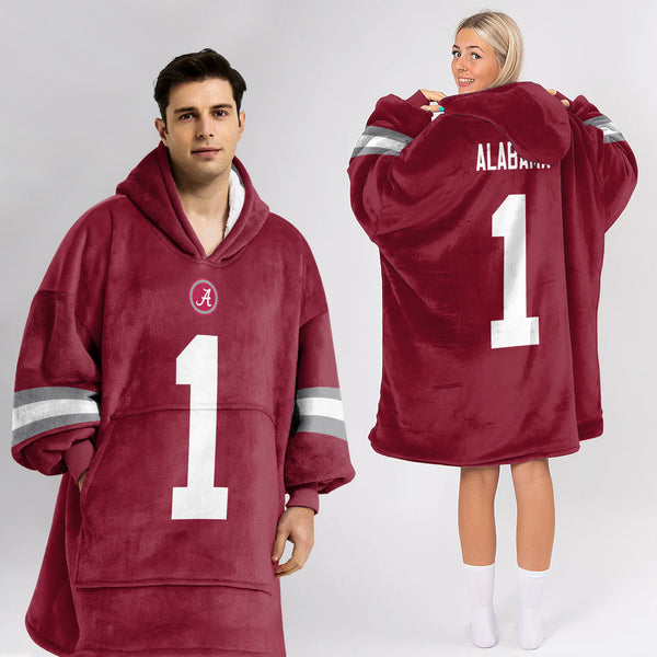 Adult #1 Alabama Football Unisex Blanket Hoodie