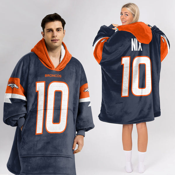 Adult 10 Denver Football Unisex Blanket Hoodie