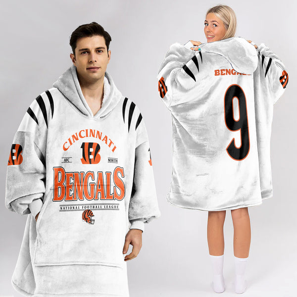 Adult 9 Cincinnati Football Unisex Blanket Hoodie