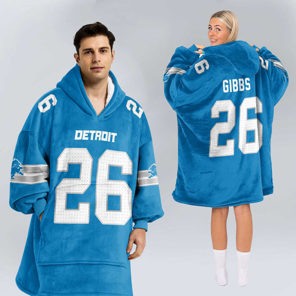 Adult 26 Detroit Lions Football Unisex Blanket Hoodie
