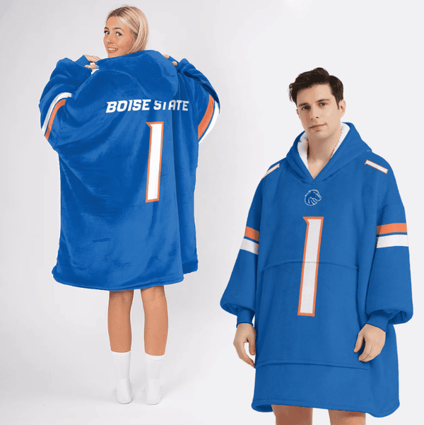 Adult #1 Boise State Football Unisex Blanket Hoodie