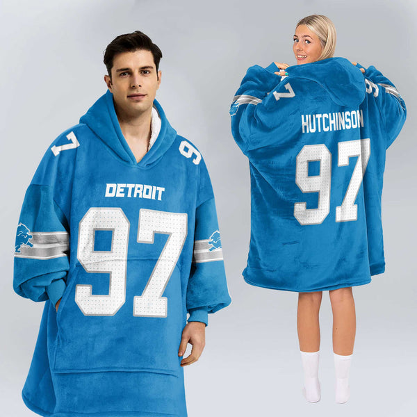 Adult 97 Detroit Football Unisex Blanket Hoodie