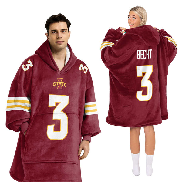 Adult 3 Iowa State Football Unisex Blanket Hoodie