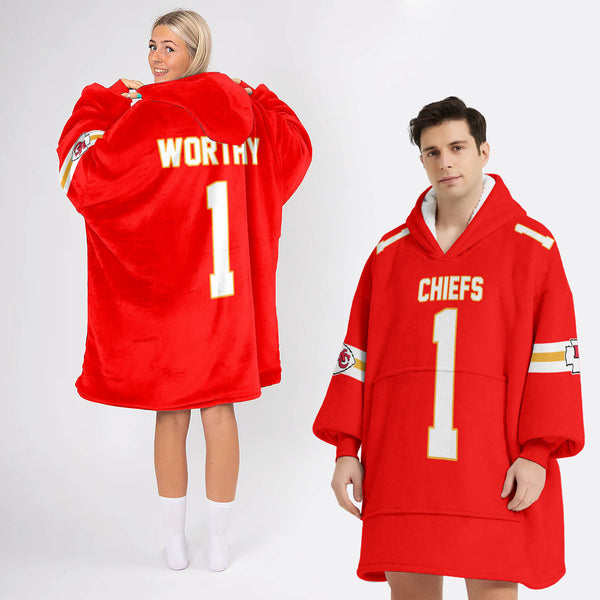 Adult 1 Kansas City Football Unisex Blanket Hoodie
