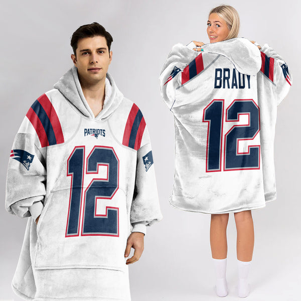 Adult TB 12 New England Football Unisex Blanket Hoodie