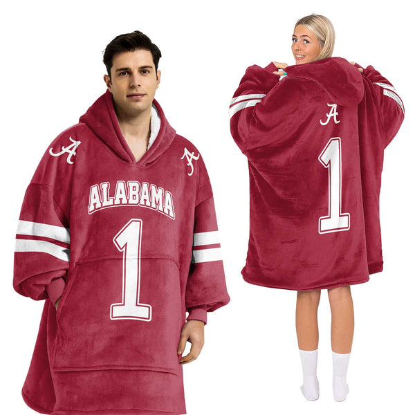 Adult #1 Alabama Football Unisex Blanket Hoodie