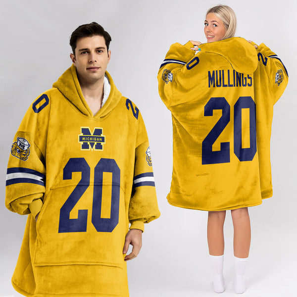 Adult 20 Michigan Football Unisex Blanket Hoodie