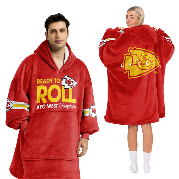 Adult Ready To Roll Kansas City Football Unisex Blanket Hoodie