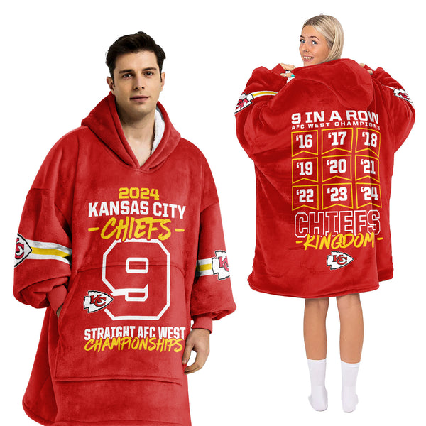 Adult 2024 Kansas City Football Unisex Blanket Hoodie