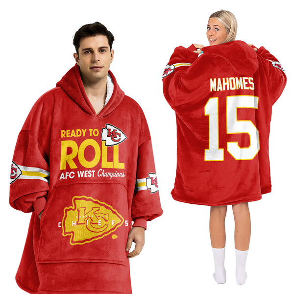 Adult 15 Ready To Roll Kansas City Football Unisex Blanket Hoodie