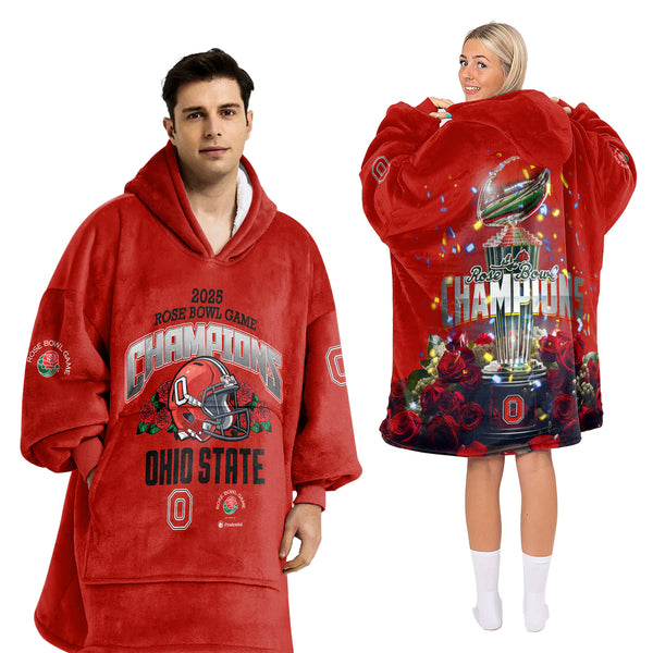 Adult Champions Ohio State Football Unisex Blanket Hoodie