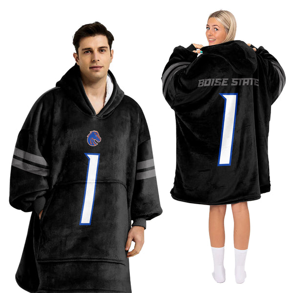 Adult #1 Boise State Football Unisex Blanket Hoodie