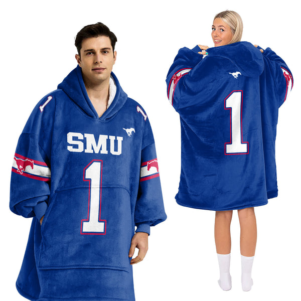 Adult #1 SMU Football Unisex Blanket Hoodie