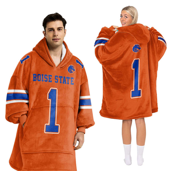 Adult #1 Boise State Football Unisex Blanket Hoodie