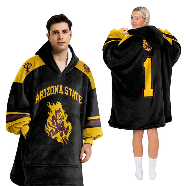 Adult #1 Arizona State Football Unisex Blanket Hoodie