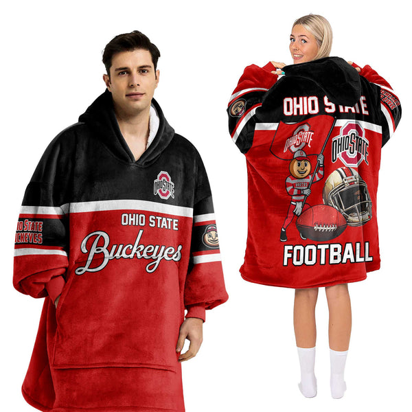 Adult Ohio State Football Unisex Blanket Hoodie