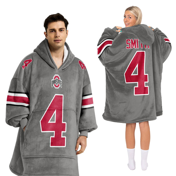 Adult 4 Ohio State Football Unisex Blanket Hoodie